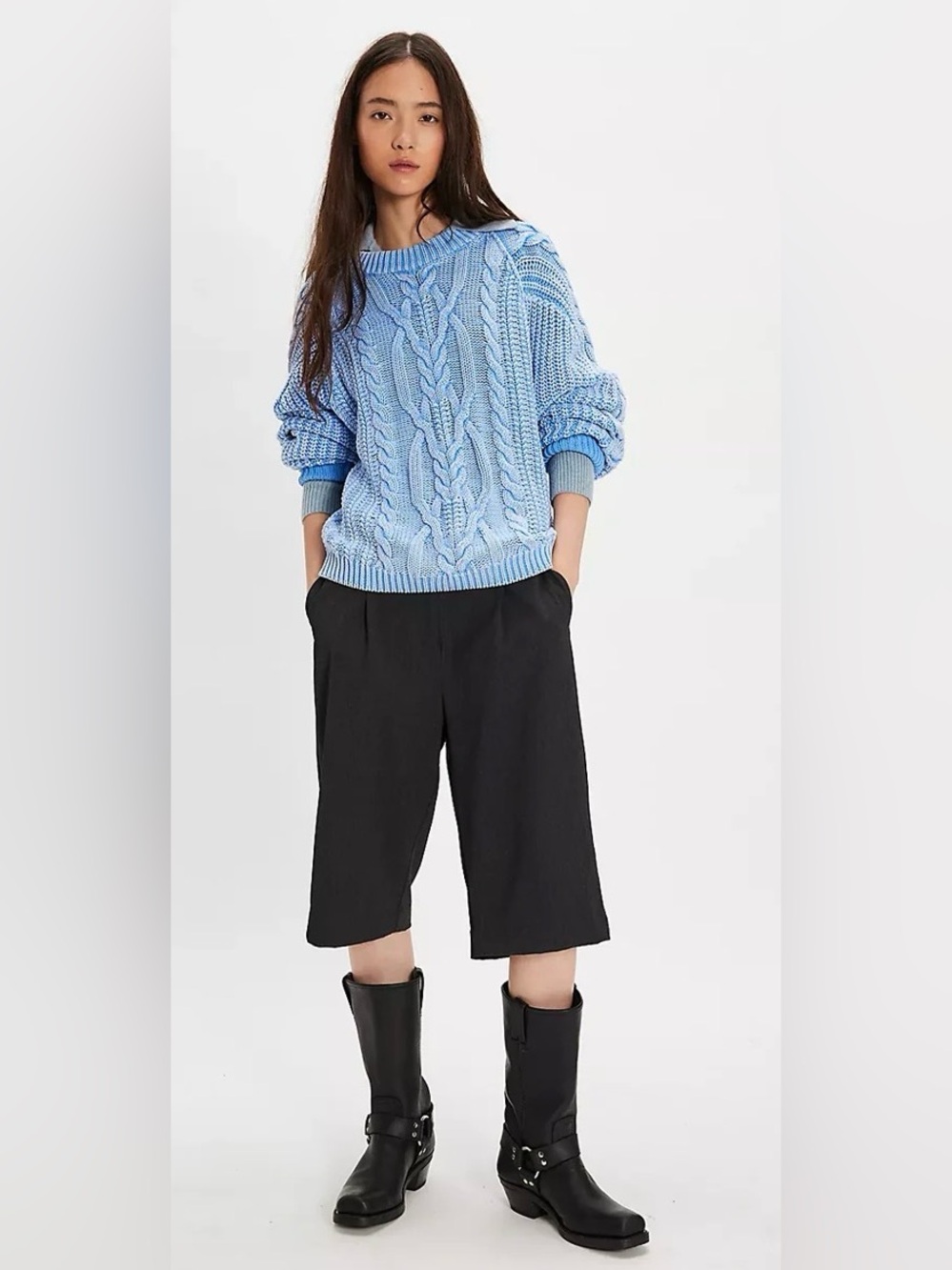FREE PEOPLE Frankie Cable Knit Cotton Sweater size small